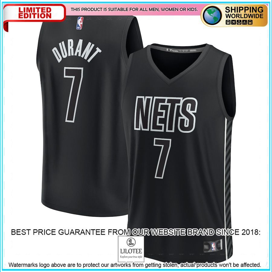 kevin durant brooklyn nets 2022 23 player black basketball jersey 1 618