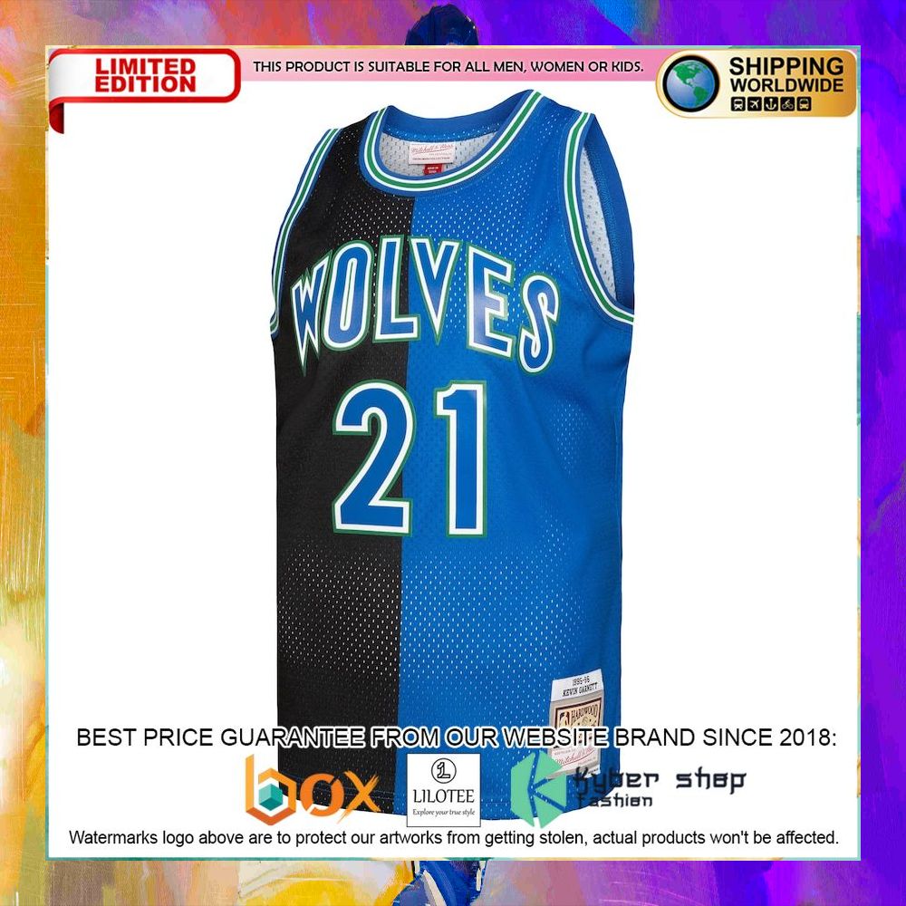 kevin garnett minnesota timberwolves 1995 96 black blue basketball jersey 2 337