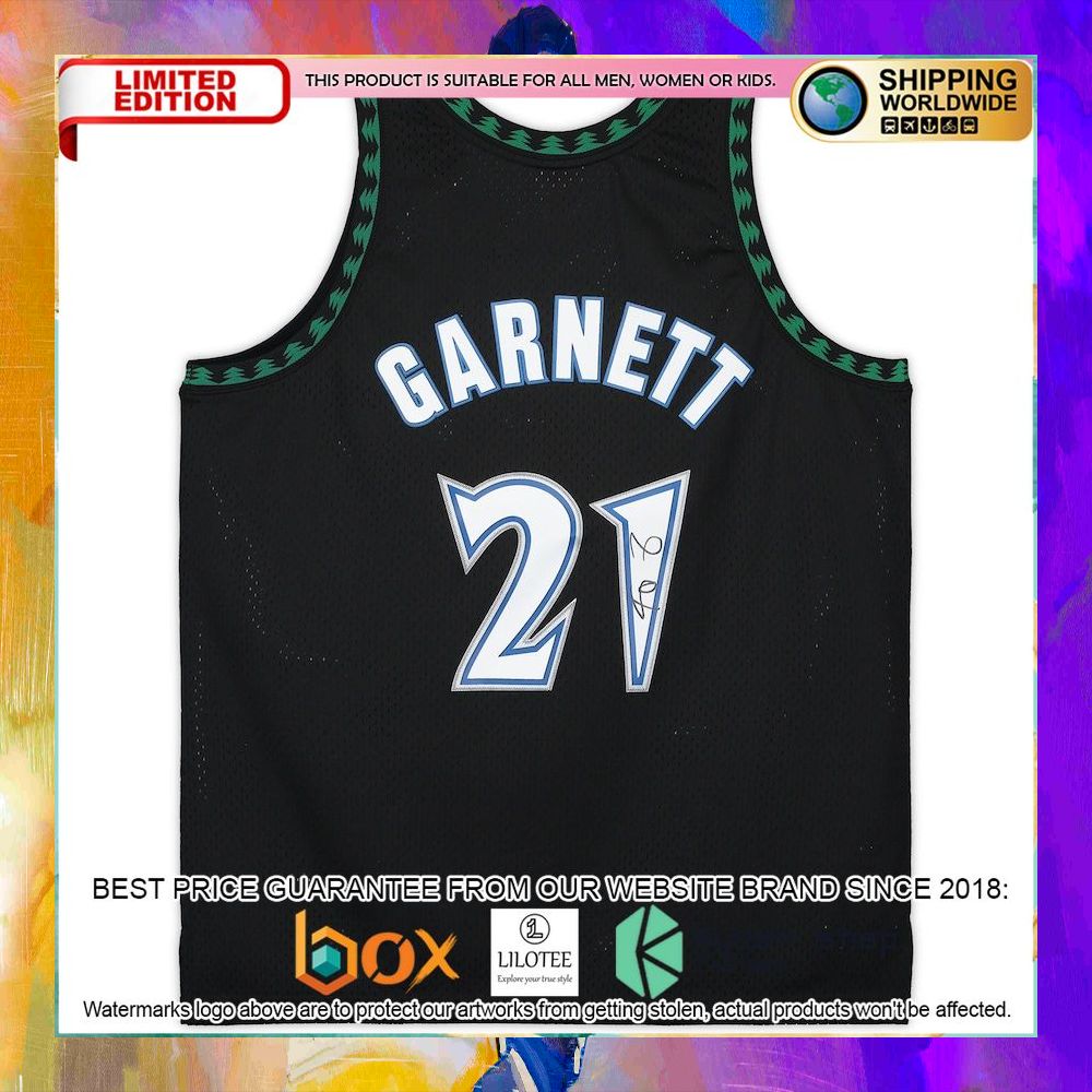kevin garnett minnesota timberwolves black 1996 1997 basketball jersey 2 335