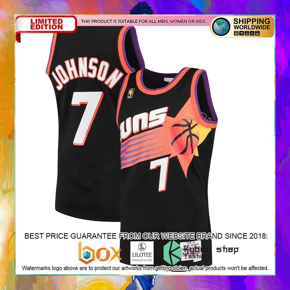 kevin johnson phoenix suns 1996 97 black basketball jersey 1 928