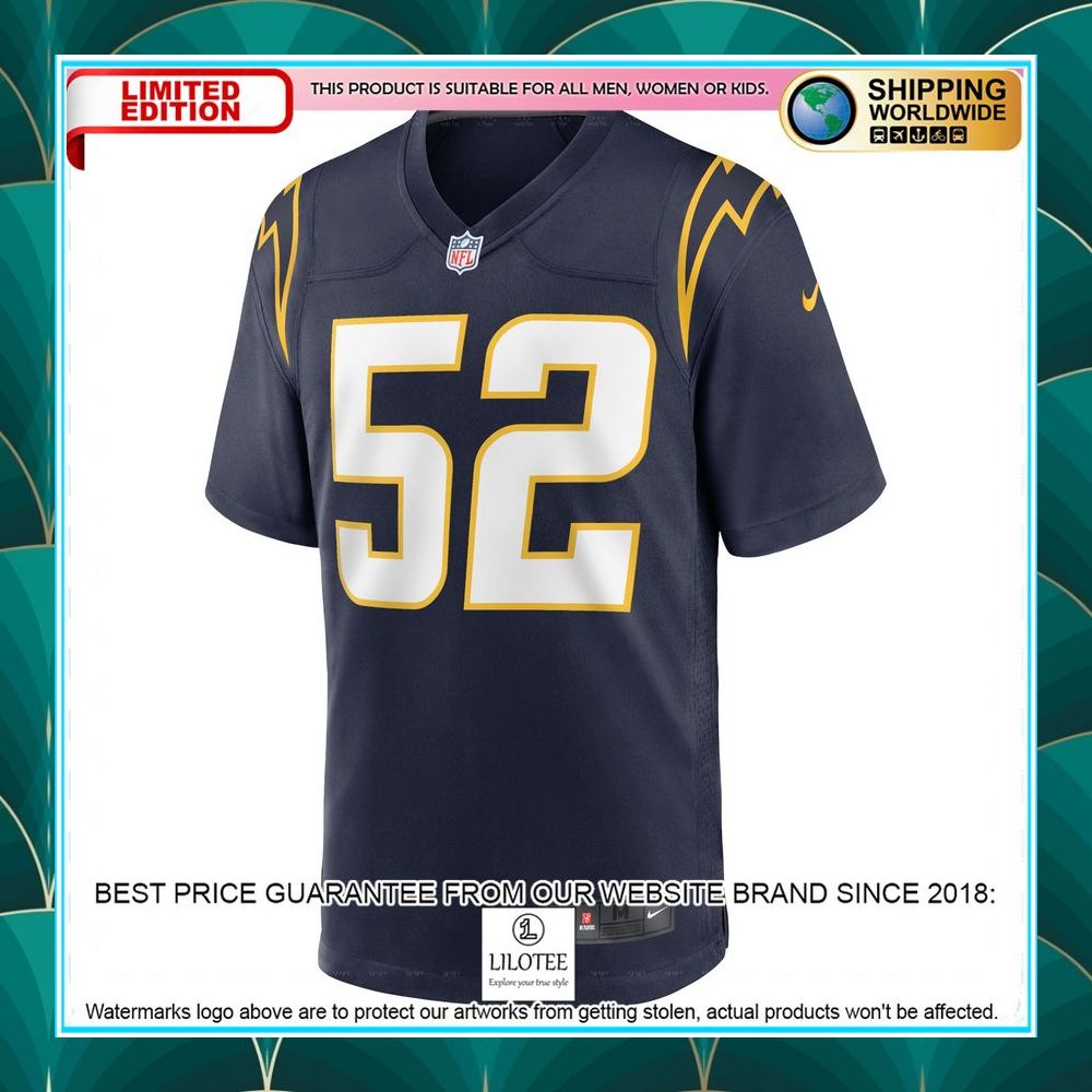 khalil mack los angeles chargers alternate navy football jersey 2 353