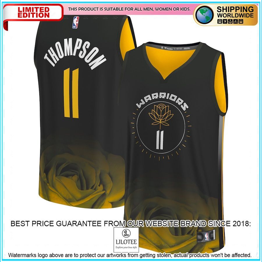 klay thompson golden state warriors youth 2022 23 black basketball jersey 1 553