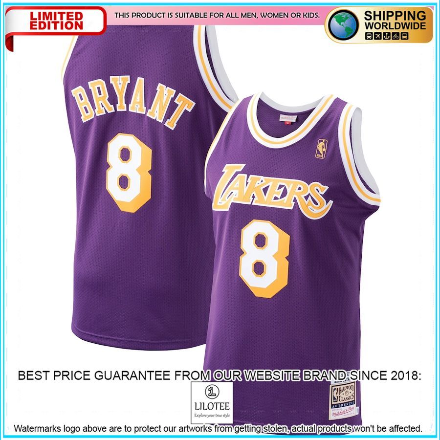 kobe bryant los angeles lakers mitchell ness 1996 97 hardwood classics authentic player purple basketball jersey 1 56