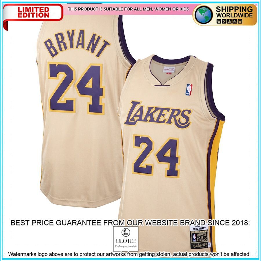 kobe bryant los angeles lakers mitchell ness 2008 09 hardwood classics authentic player gold basketball jersey 1 841
