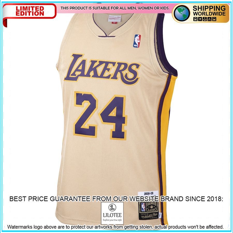 kobe bryant los angeles lakers mitchell ness 2008 09 hardwood classics authentic player gold basketball jersey 2 906