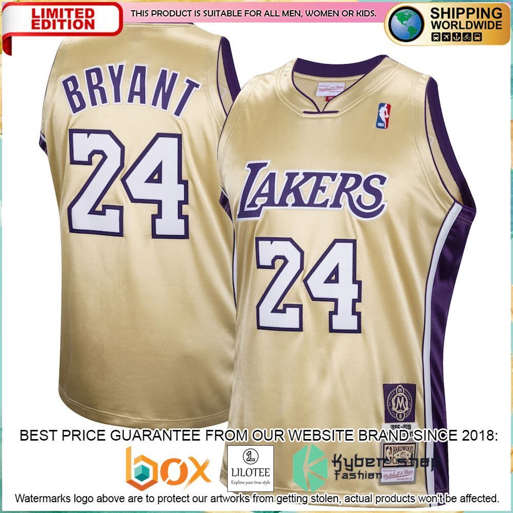 kobe bryant los angeles lakers mitchell ness hall of fame class of 2020 24 gold basketball jersey 1 845