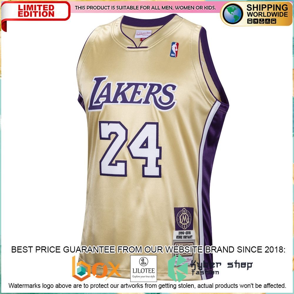kobe bryant los angeles lakers mitchell ness hall of fame class of 2020 24 gold basketball jersey 2 557