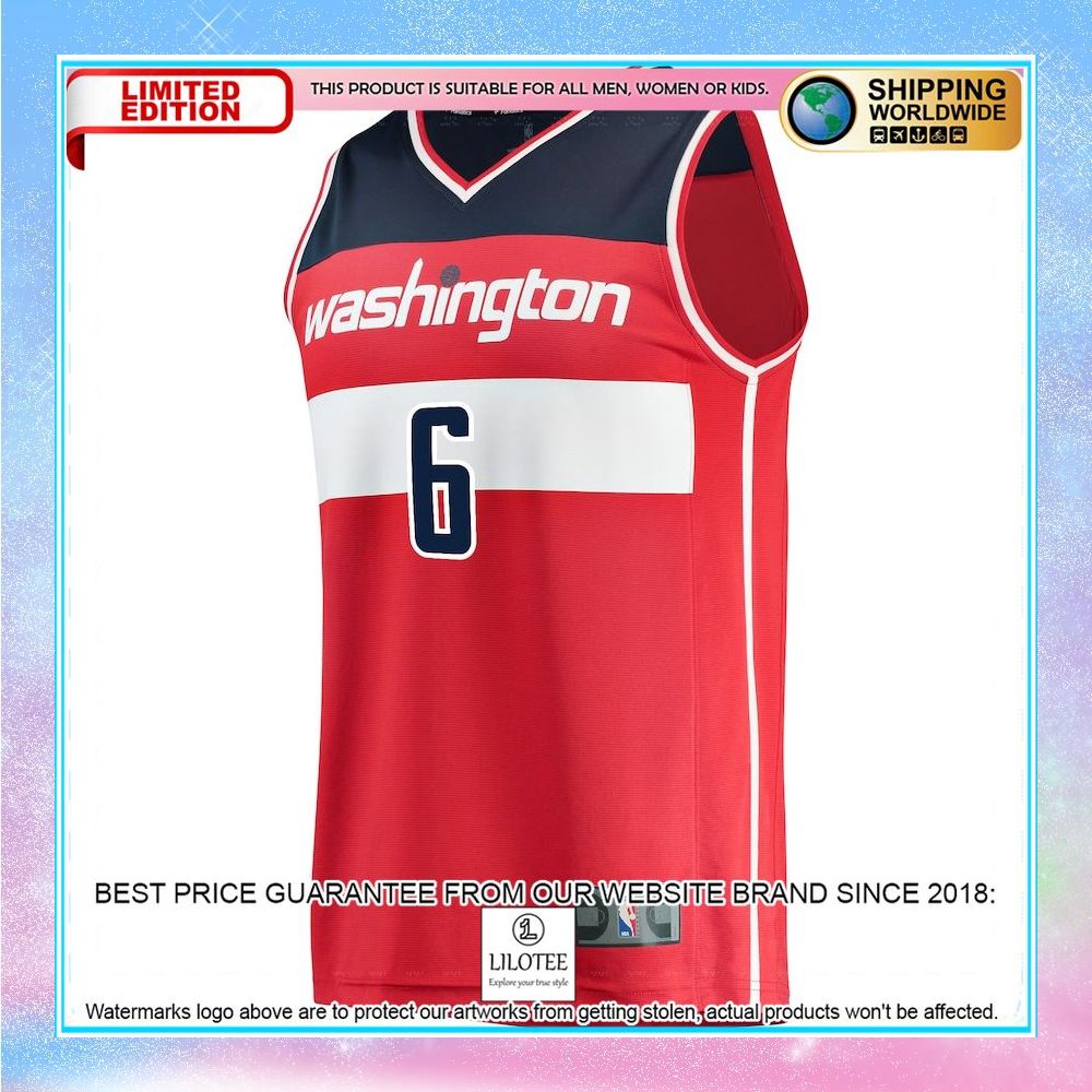 kristaps porzingis washington wizards 2022 23 red basketball jersey 2 568