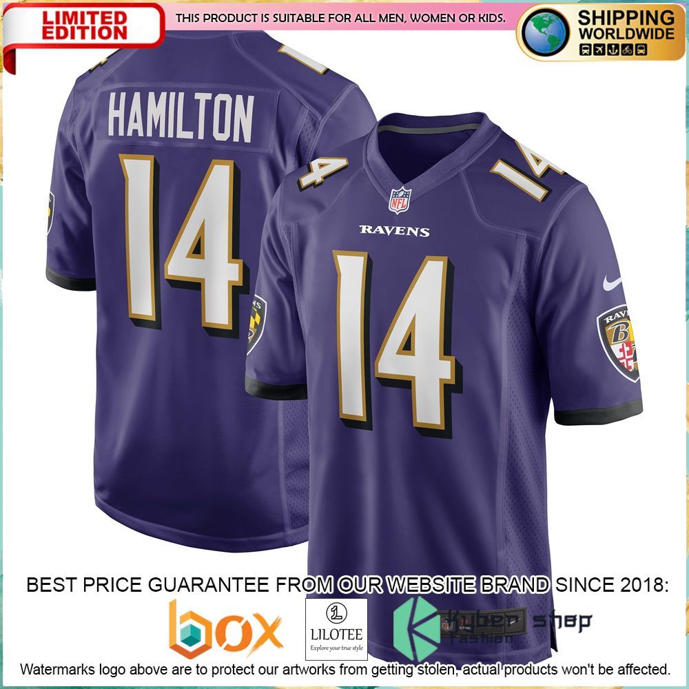kyle hamilton baltimore ravens nike 2022 nfl draft first round pick purple football jersey 1 416
