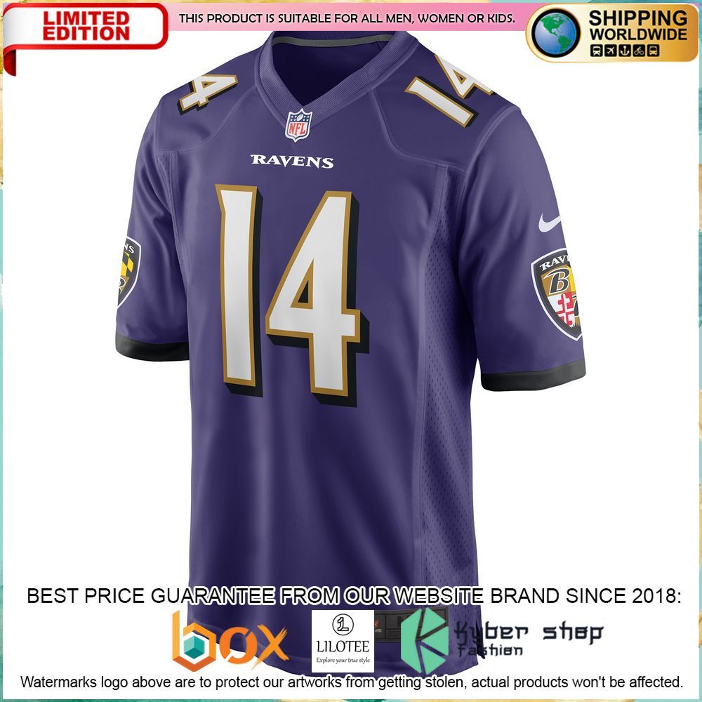 kyle hamilton baltimore ravens nike 2022 nfl draft first round pick purple football jersey 2 918