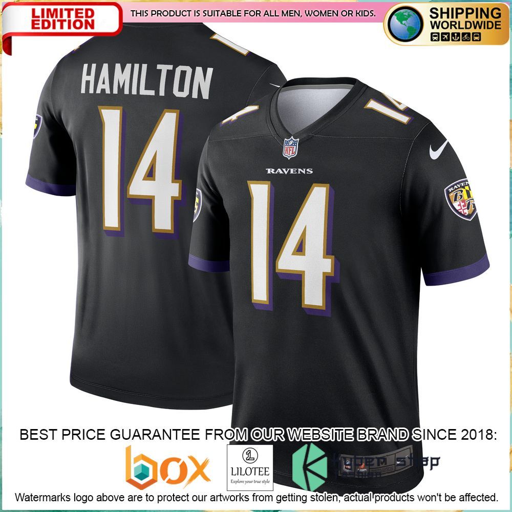 kyle hamilton baltimore ravens nike legend black football jersey 1 748