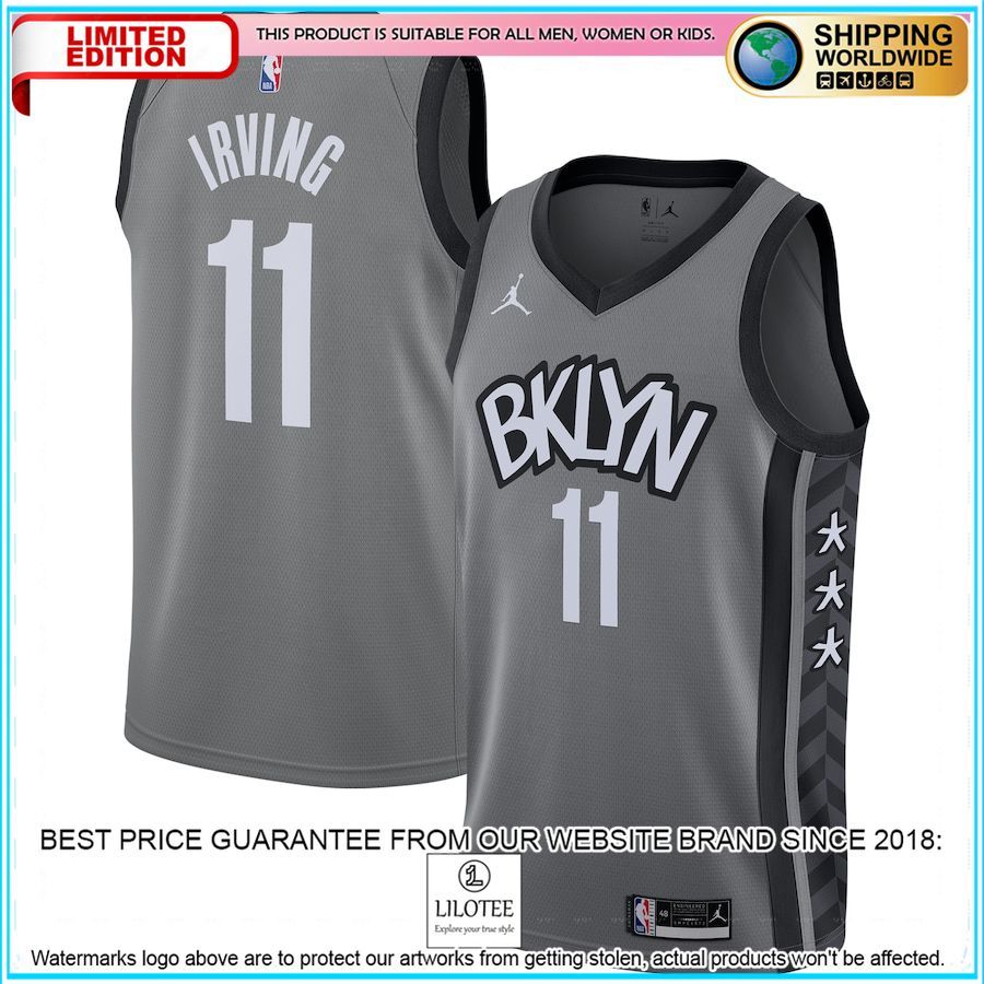 kyrie irving brooklyn nets jordan brand 2020 21 gray basketball jersey 1 689