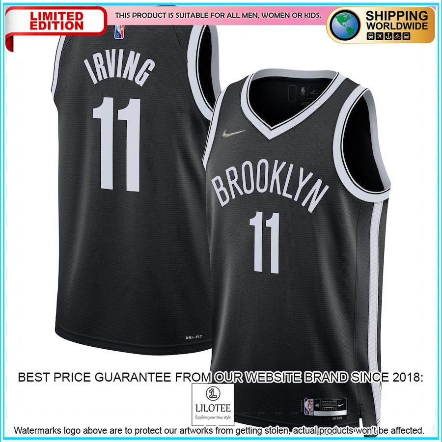 kyrie irving brooklyn nets nike 2021 22 diamond black basketball jersey 1 182