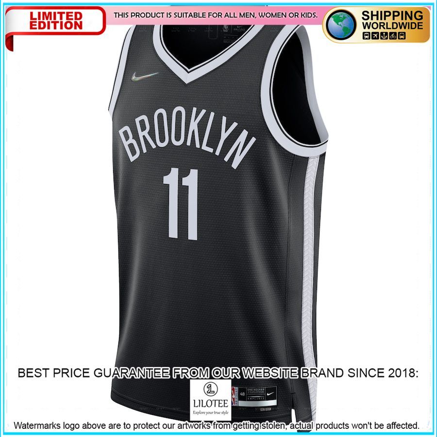 kyrie irving brooklyn nets nike 2021 22 diamond black basketball jersey 2 74