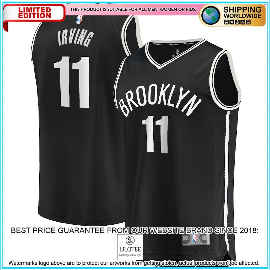 kyrie irving brooklyn nets youth 2019 20 black basketball jersey 1 343