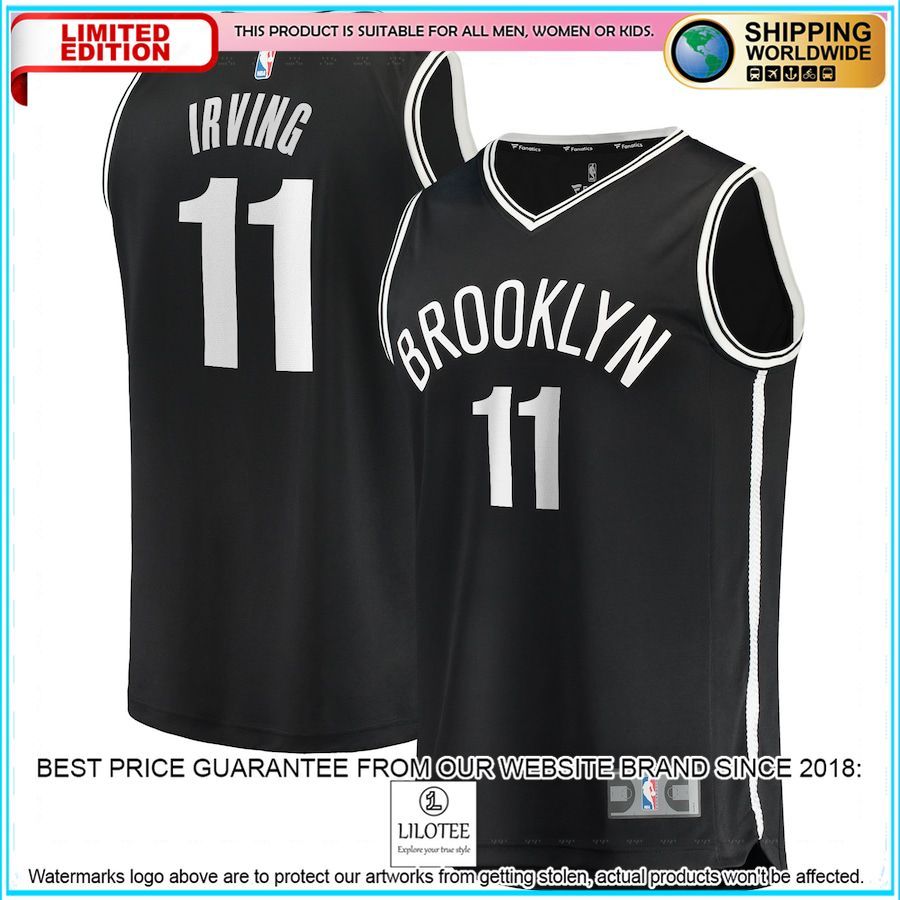 kyrie irving brooklyn nets youth 2021 22 black basketball jersey 1 903