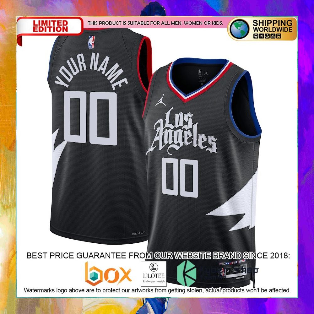 la clippers 2022 23 custom black basketball jersey 1 483