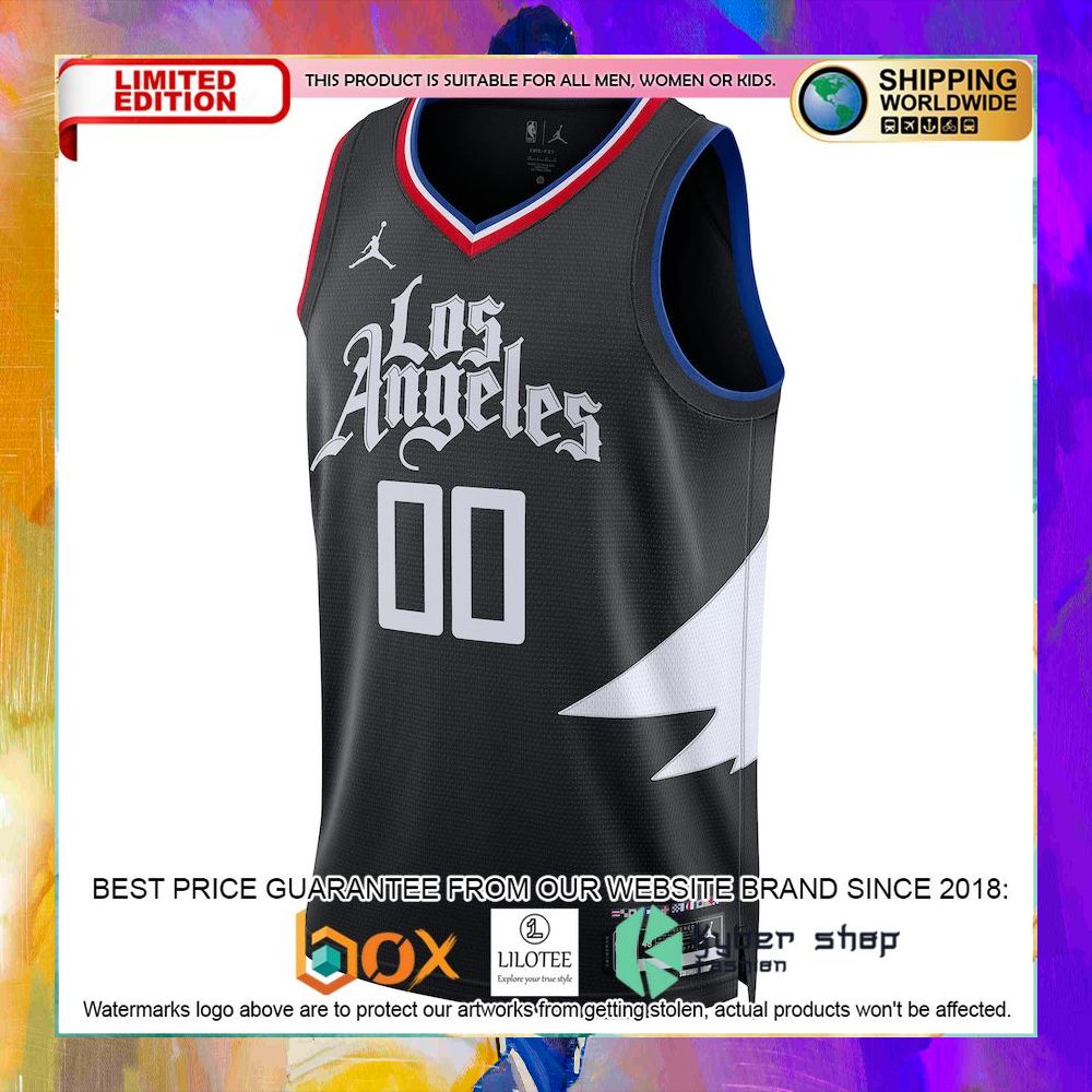 la clippers 2022 23 custom black basketball jersey 2 666
