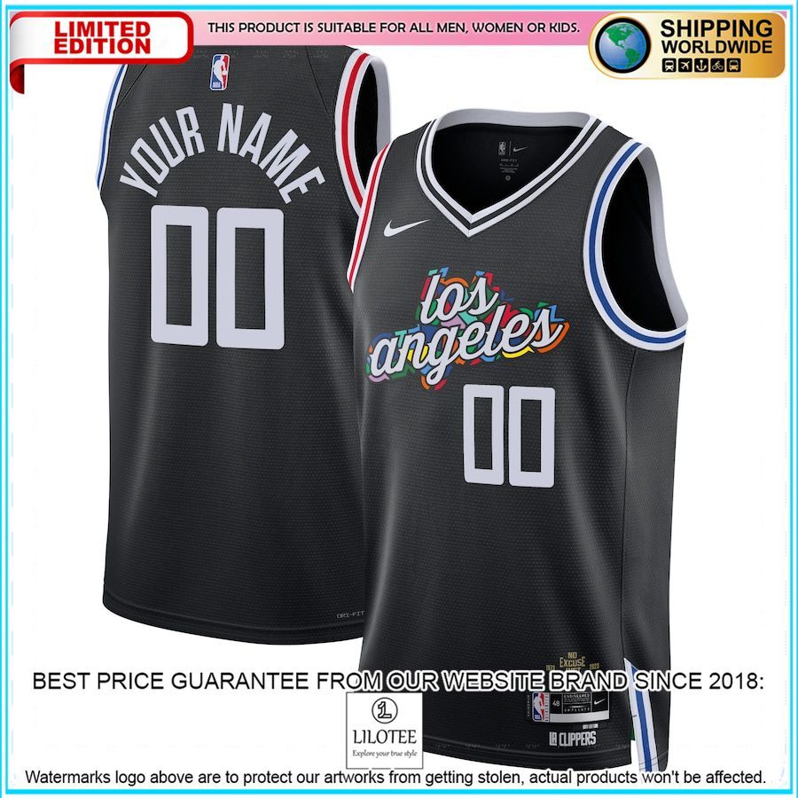 la clippers nike 2022 23 custom black basketball jersey 1 848