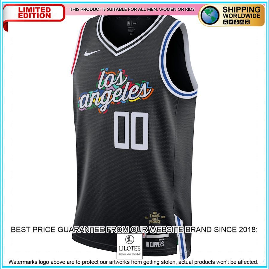 la clippers nike 2022 23 custom black basketball jersey 2 314