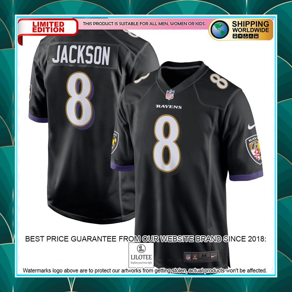 lamar jackson baltimore ravens black football jersey 1 318