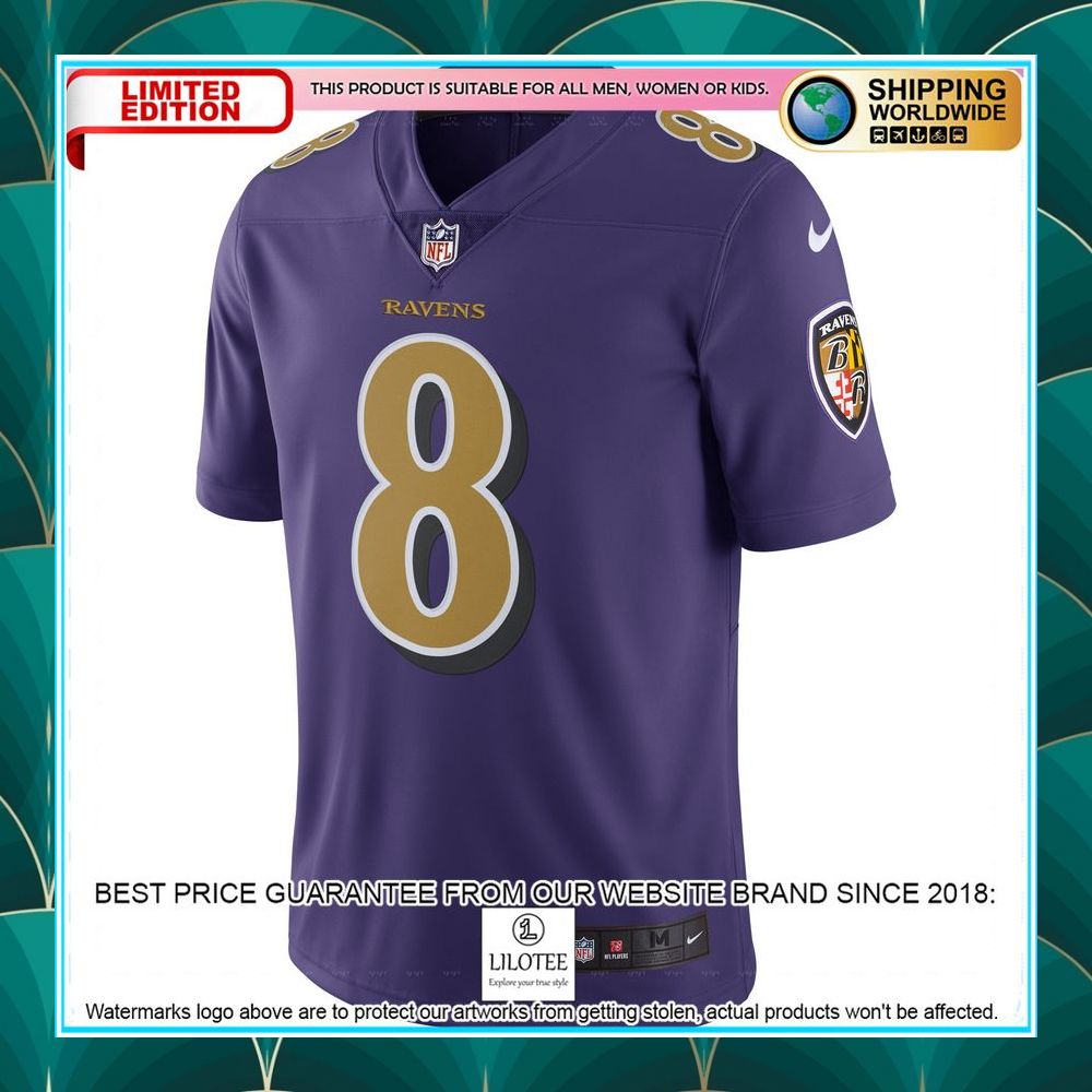 lamar jackson baltimore ravens color rush vapor purple football jersey 2 732