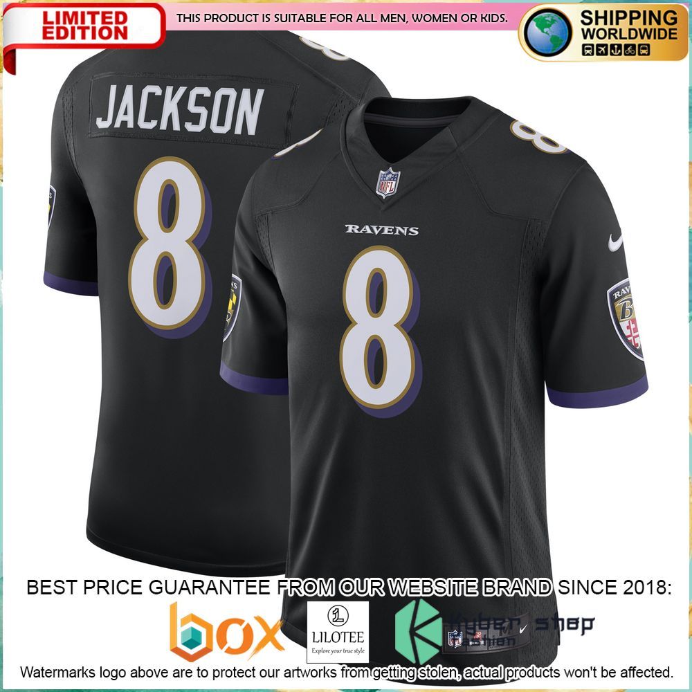 lamar jackson baltimore ravens nike speed machine black football jersey 1 626