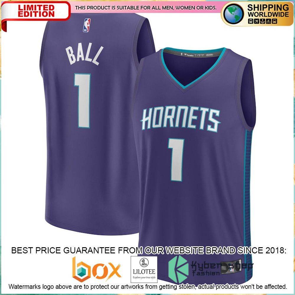 lamelo ball charlotte hornets 2022 23 purple basketball jersey 1 198