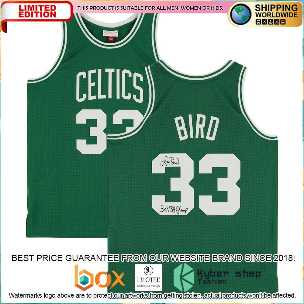 larry bird boston celtics autographed fanatics kelly green 1985 1986 basketball jersey 1 946