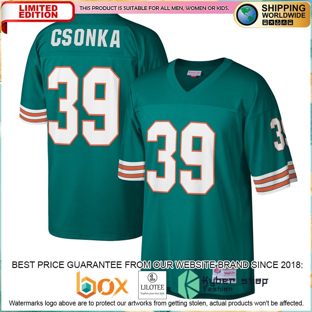 Larry Csonka Miami Dolphins Mitchell & Ness 1972 Legacy Replica Aqua Football Jersey - LIMITED EDITION 4 larry csonka miami dolphins mitchell ness 1972 legacy replica aqua football jersey 4 210