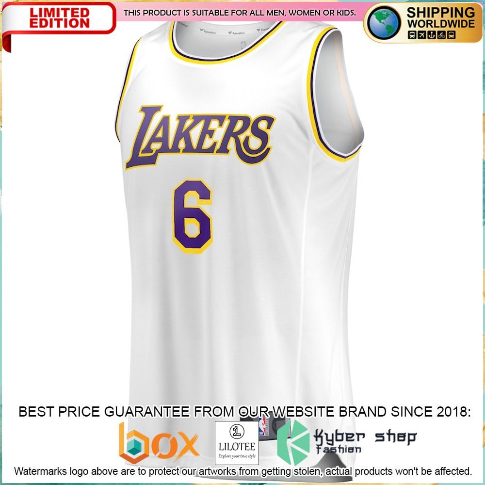 lebron james los angeles lakers 2021 22 6 white basketball jersey 2 411