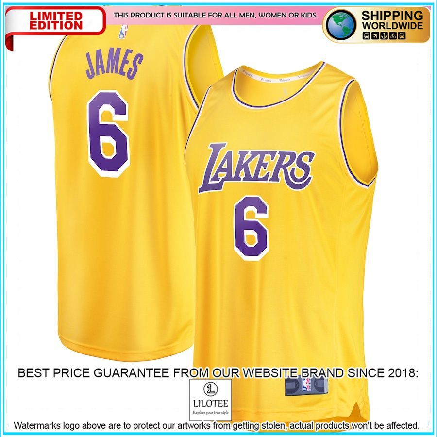 lebron james los angeles lakers 2021 22 gold basketball jersey 1 278