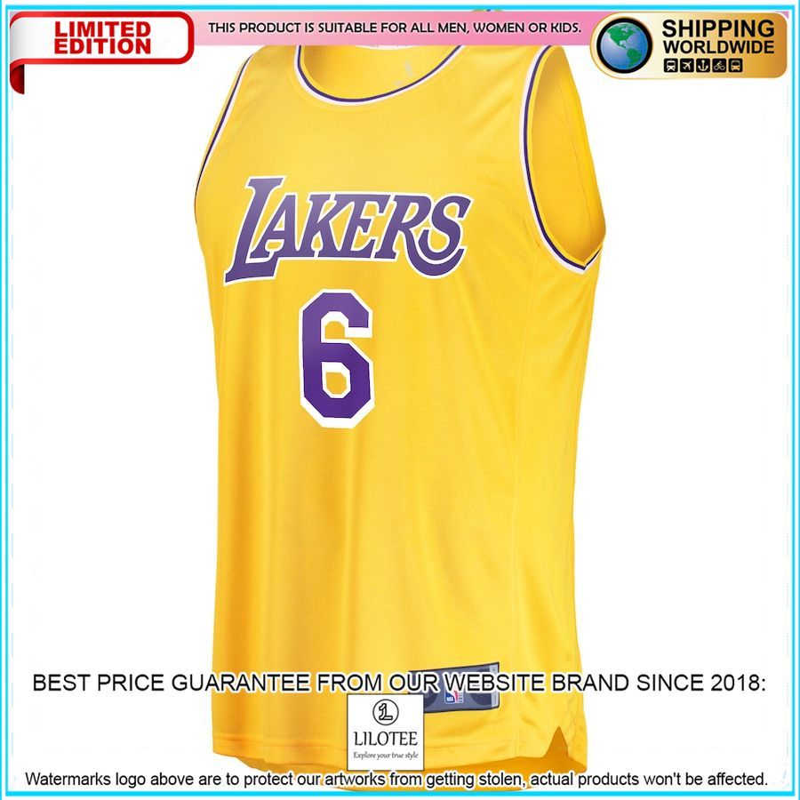 lebron james los angeles lakers 2021 22 gold basketball jersey 2 426