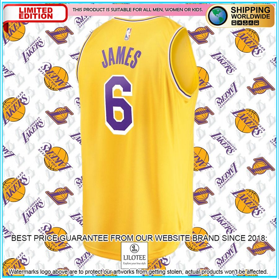 LeBron James Los Angeles Lakers 2021-22 Gold Basketball Jersey - LIMITED EDITION 6 lebron james los angeles lakers 2021 22 gold basketball jersey 6 928