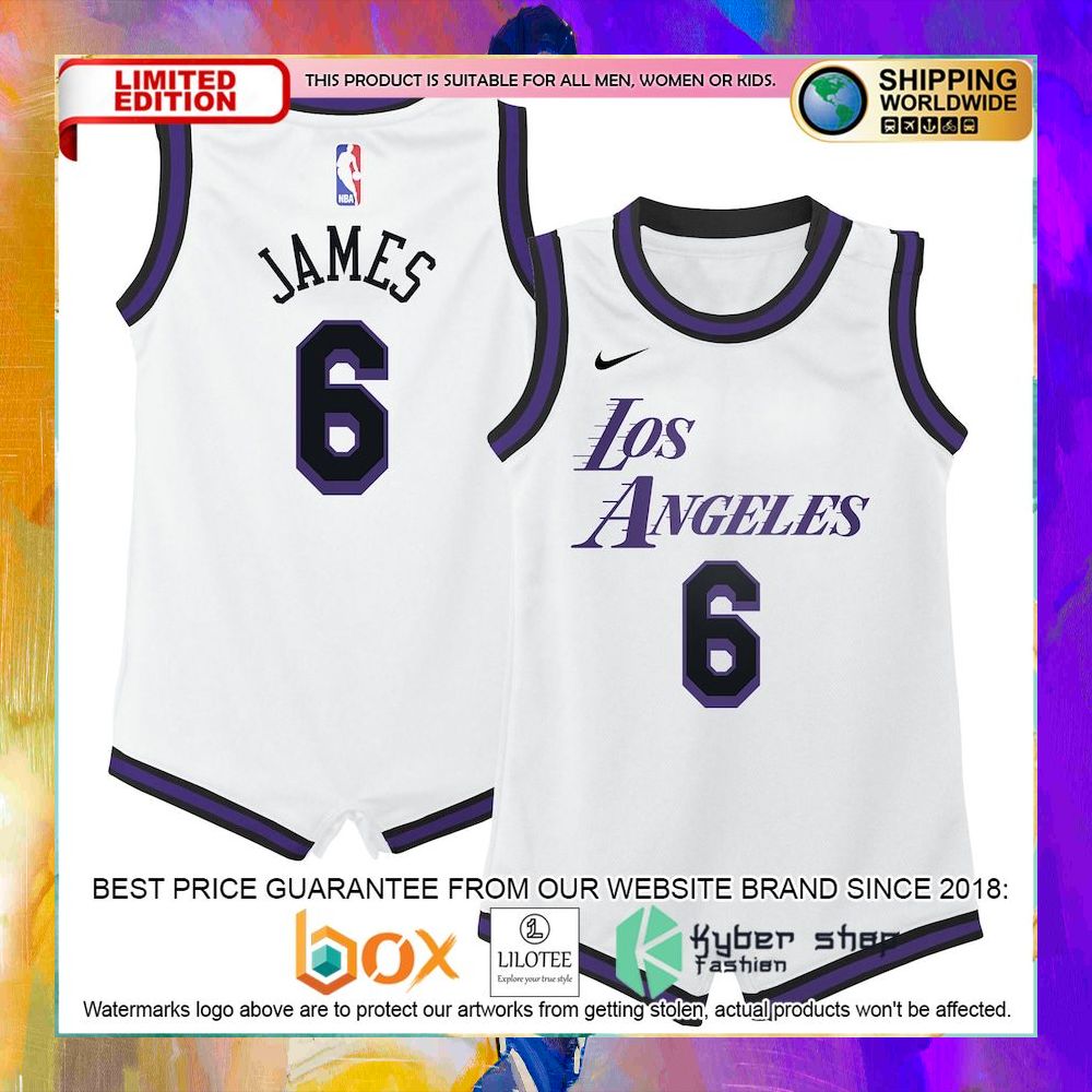 lebron james los angeles lakers infant 2022 23 white basketball jersey 1 997