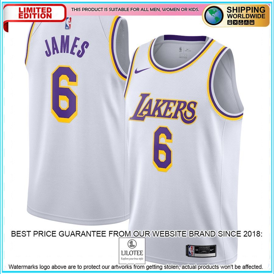 lebron james los angeles lakers nike 2021 22 6 player white basketball jersey 1 127