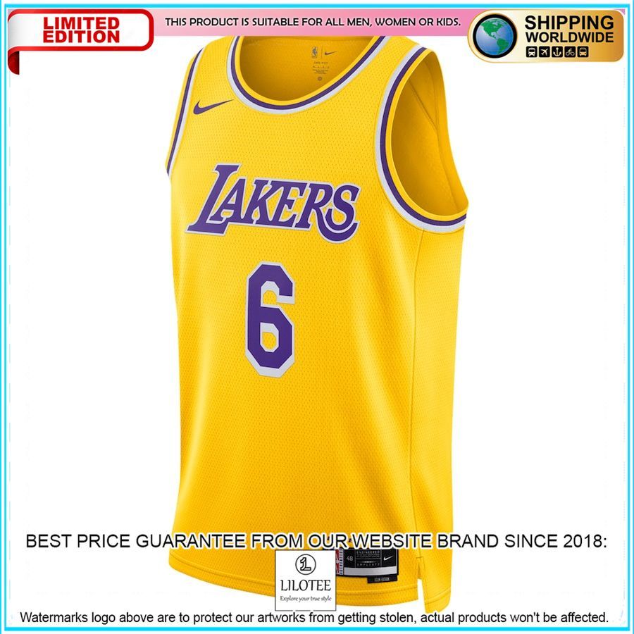 lebron james los angeles lakers nike 2022 23 gold basketball jersey 2 638