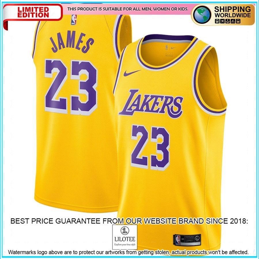 lebron james los angeles lakers nike player gold basketball jersey 1 698