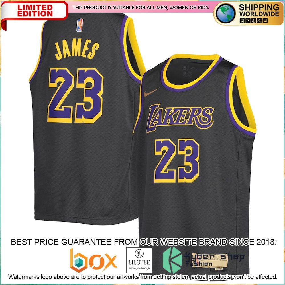 lebron james los angeles lakers nike youth 2020 21 graphite earned basketball jersey 1 255