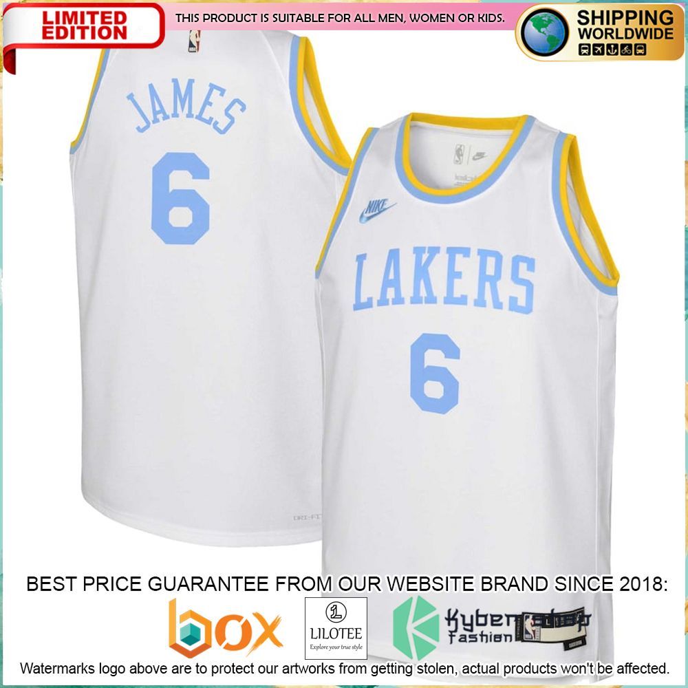 lebron james los angeles lakers nike youth 2022 23 white basketball jersey 1 652