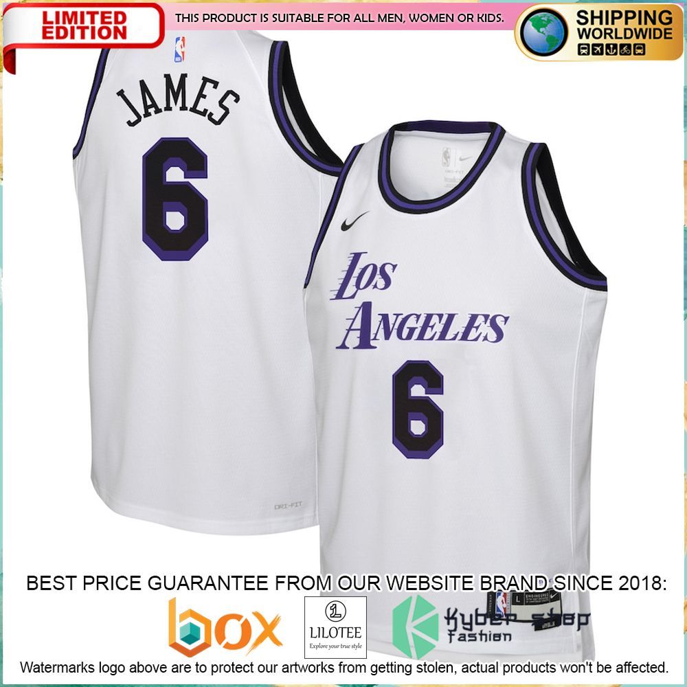 lebron james los angeles lakers nike youth white basketball jersey 1 65