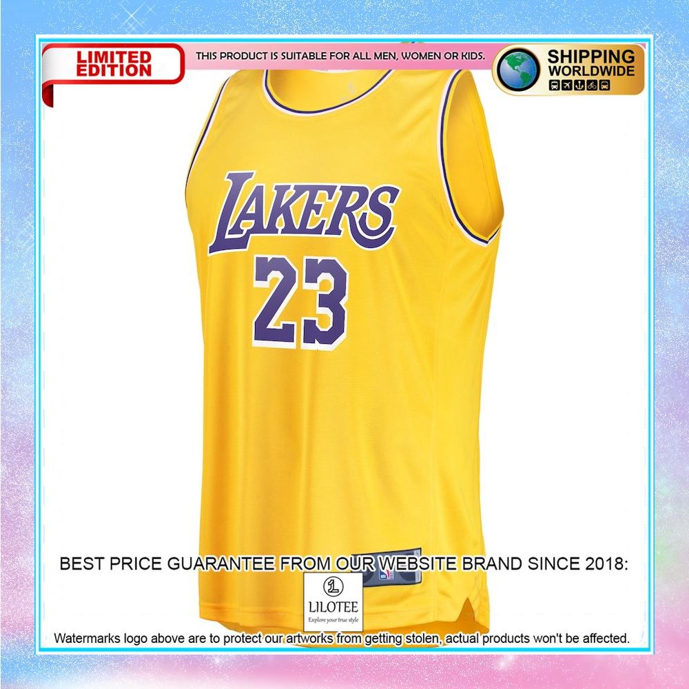 lebron james los angeles lakers player gold basketball jersey 2 623