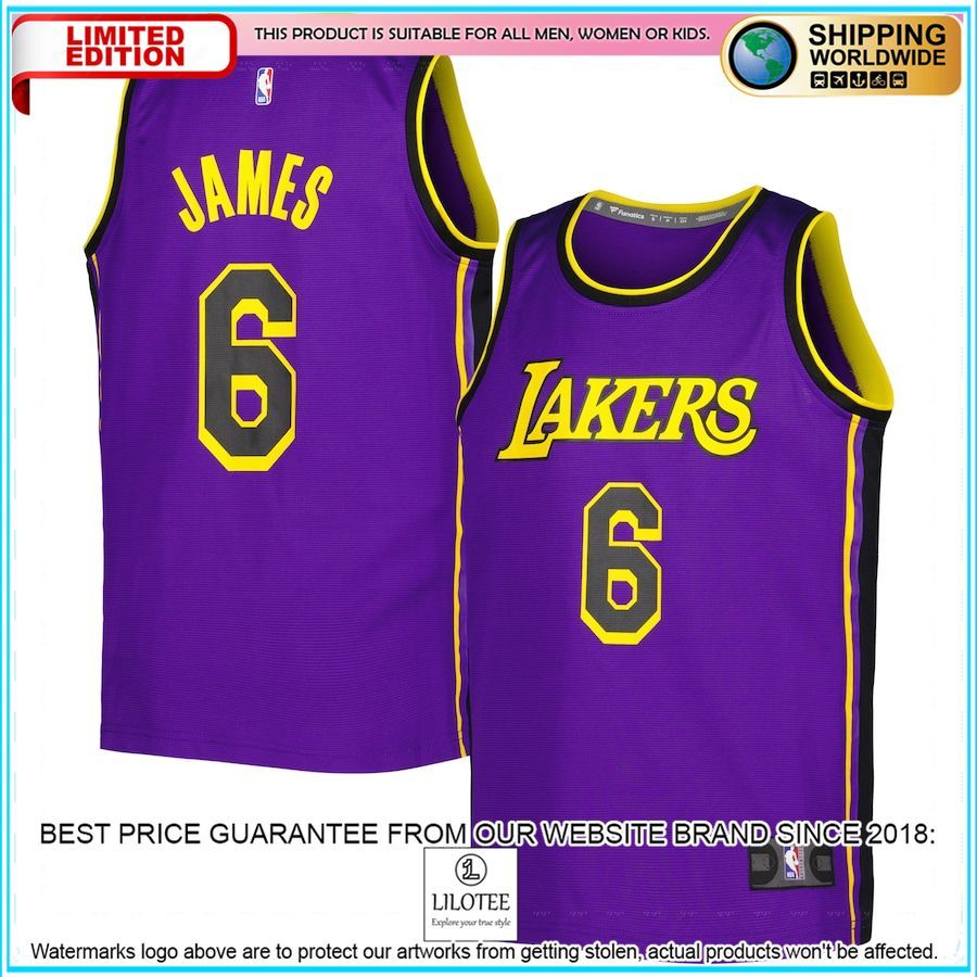 lebron james los angeles lakers youth 2022 23 player purple basketball jersey 1 452