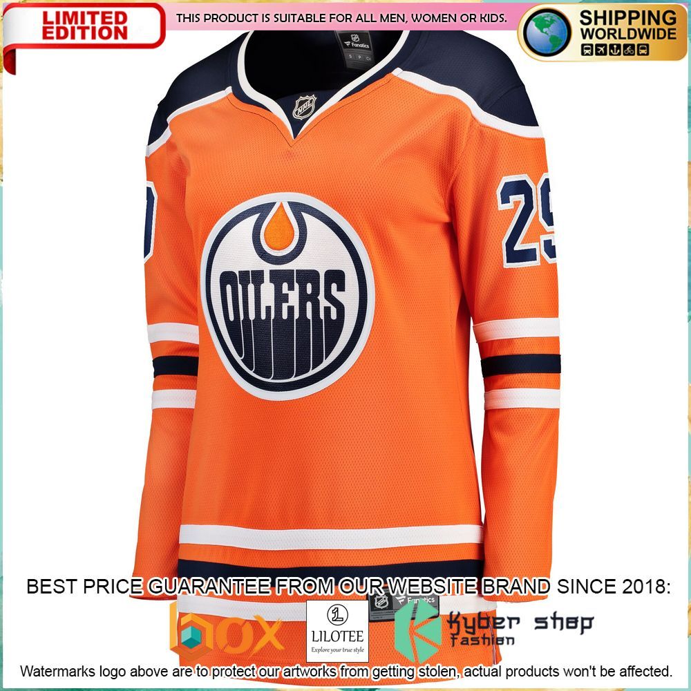 leon draisaitl edmonton oilers womens orange hockey jersey 2 716