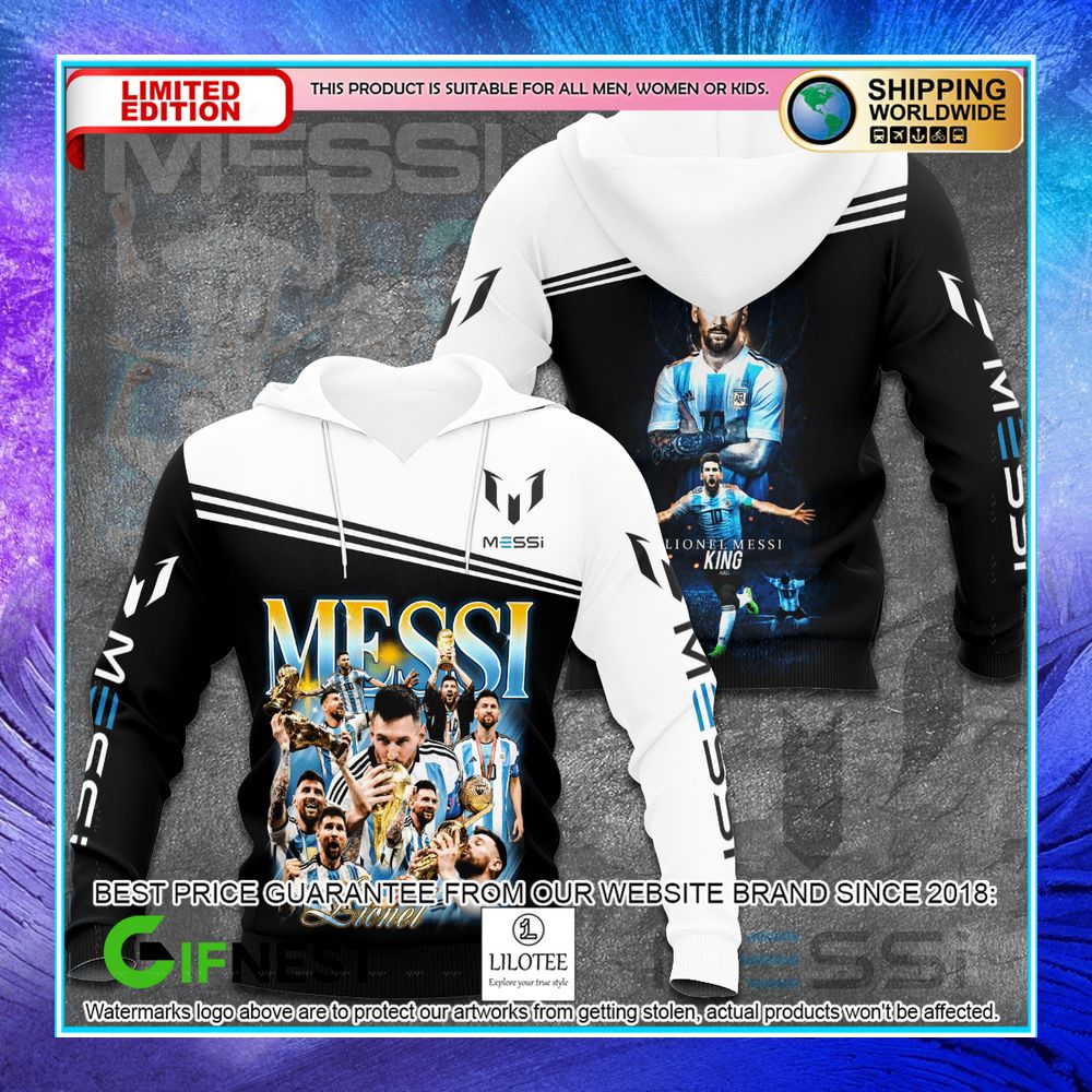 lionel messi king champions world cup 3d hoodie t shirt 2 583