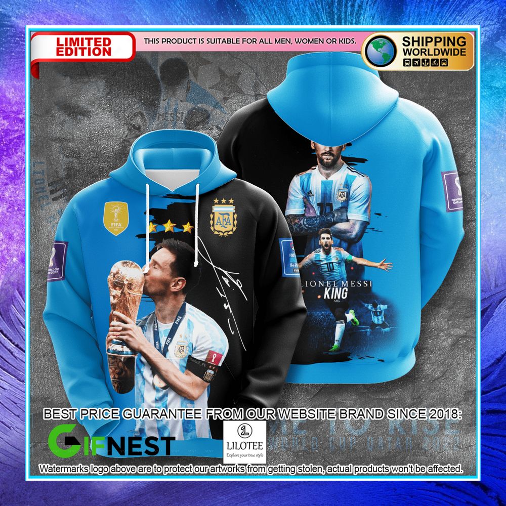 lionel messi king champions world cup blue 3d hoodie t shirt 2 810