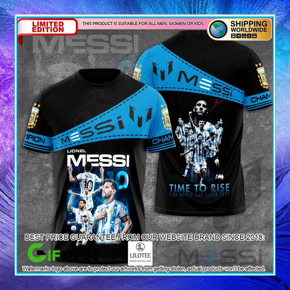 lionel messi time to rise fifa world cup 2022 black 3d hoodie t shirt 1 825
