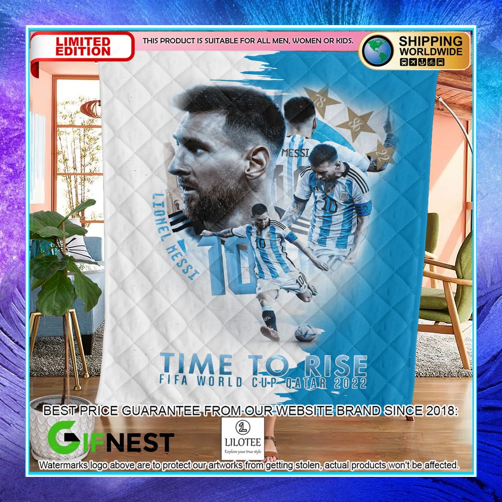 lionel messi time to rise fifa world cup qatar 2022 quilt 2 747