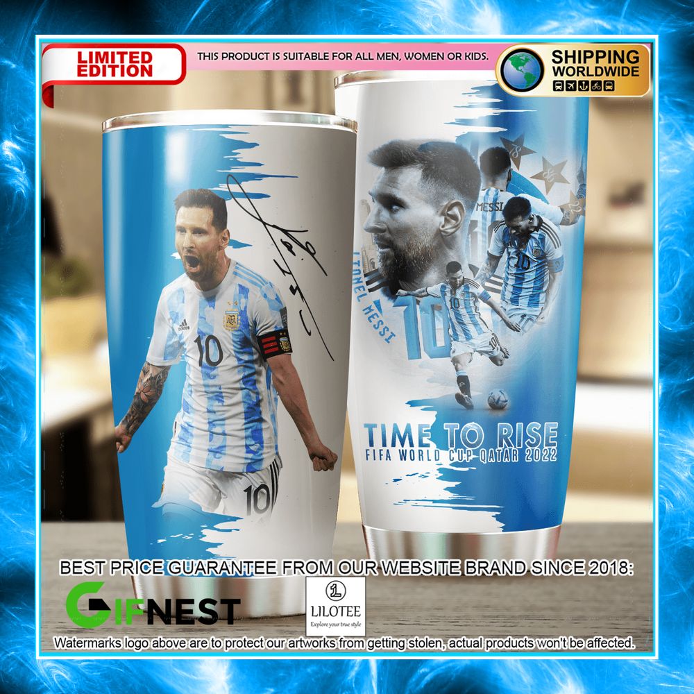 lionel messi time to rise fifa world cup qatar 2022 tumbler 1 782