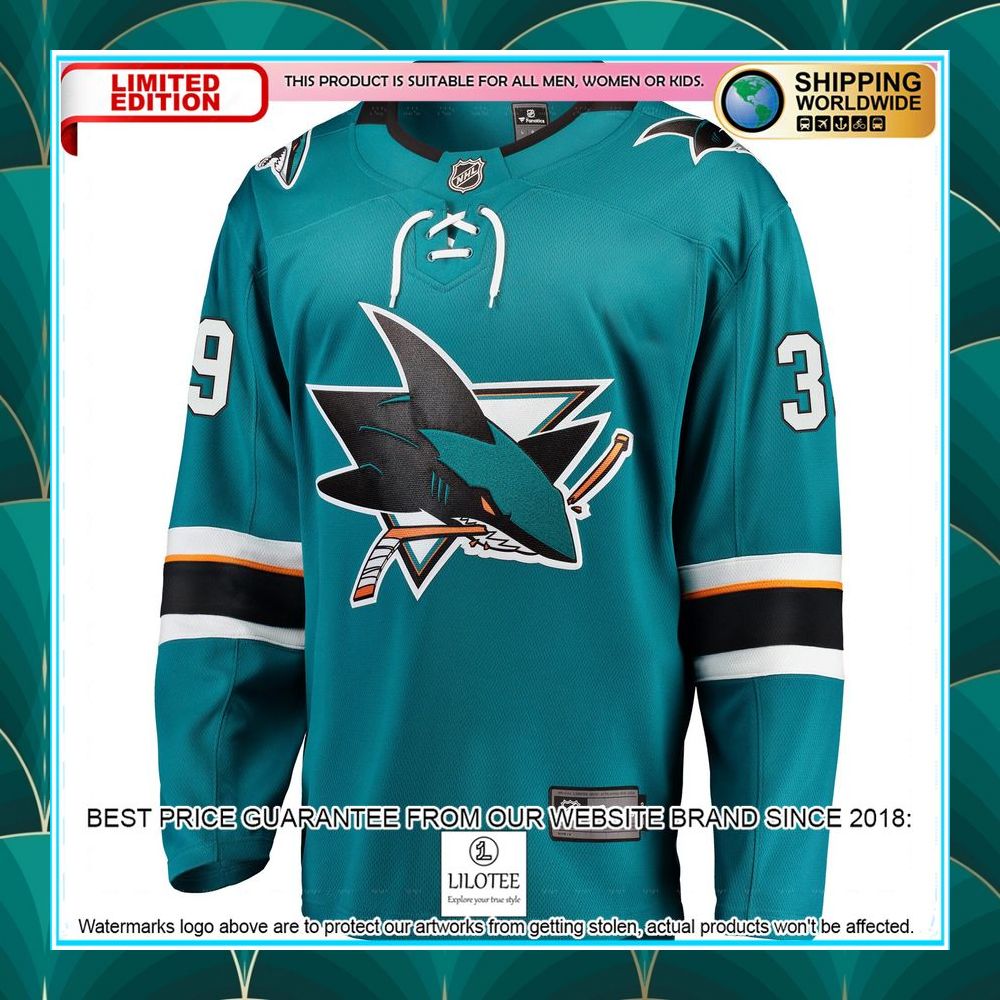 logan couture san jose sharks 2021 22 home premier teal hockey jersey 2 95
